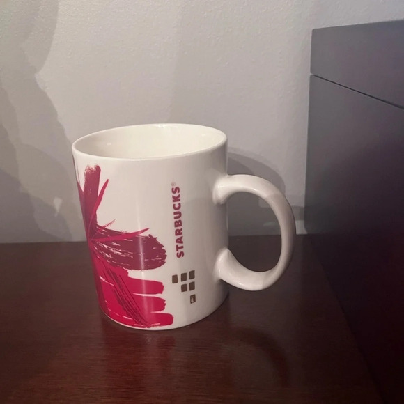 Starbucks Christmas Mug 2014 Red Gold Coffee Cup Holiday Starburst Atomic Art - Picture 2 of 5